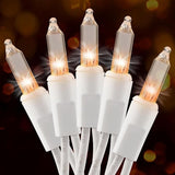 50 Count Clear Warm White Christmas String Lights 13FT Incandescent Mini Lights Plug In White Wire for Christmas Tree Mantle Wedding Party Indoor Outdoor Decor