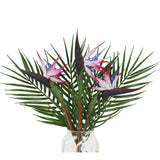 Bird Of Paradise Artificial Plant Combo Palm Leaves,Faux Bird Of Paradise Plant With Artificial Palm Leaves For Wedding Garden Office Home Indoor And Outdoor Decor(Pink)