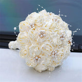 Handmade Rhinestone Bridal Bouquet Crystal Wedding Round Tossing Bouquet Artificial Flower Bunch For Bride Bridesmaid
