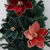 4Pcs Christmas Party Artificial Flowers 11.8Inch Artificial Poinsettia Flower Fake Christmas Flower With Stems For Diy Crafts Xmas Tree Wreath Garland Wedding Party Home Decor (Rose Gold)
