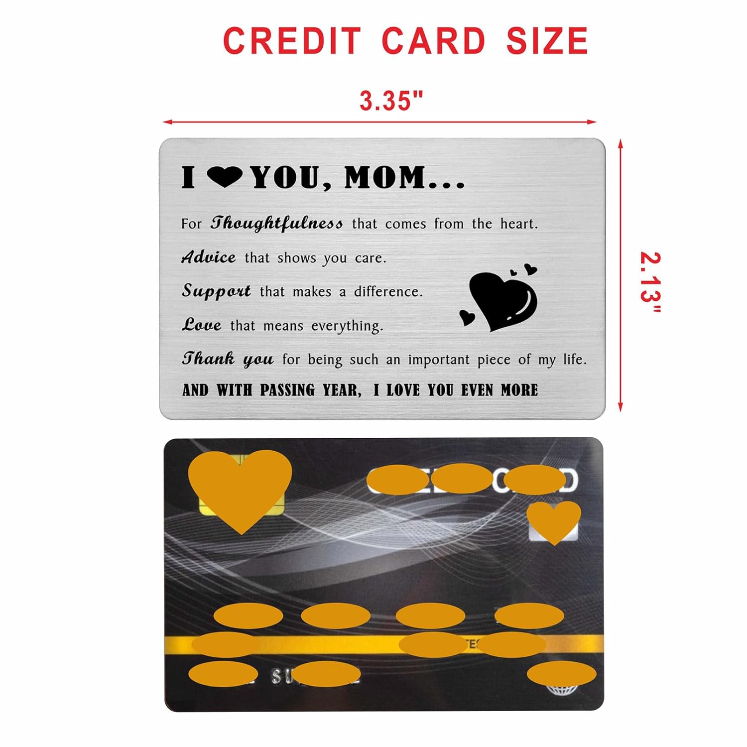 Mom Gifts From Daughter/Son - Laser Engraved I Love You Mom Wallet Card - Heartfelt Christmas, Mothers Day Gifts To Mother