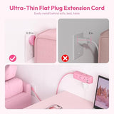 Pink Extension Cord 10 ft Surge Protector Power Strip with 6 Outlets and USB C Ports for Home Office Dorm Room
