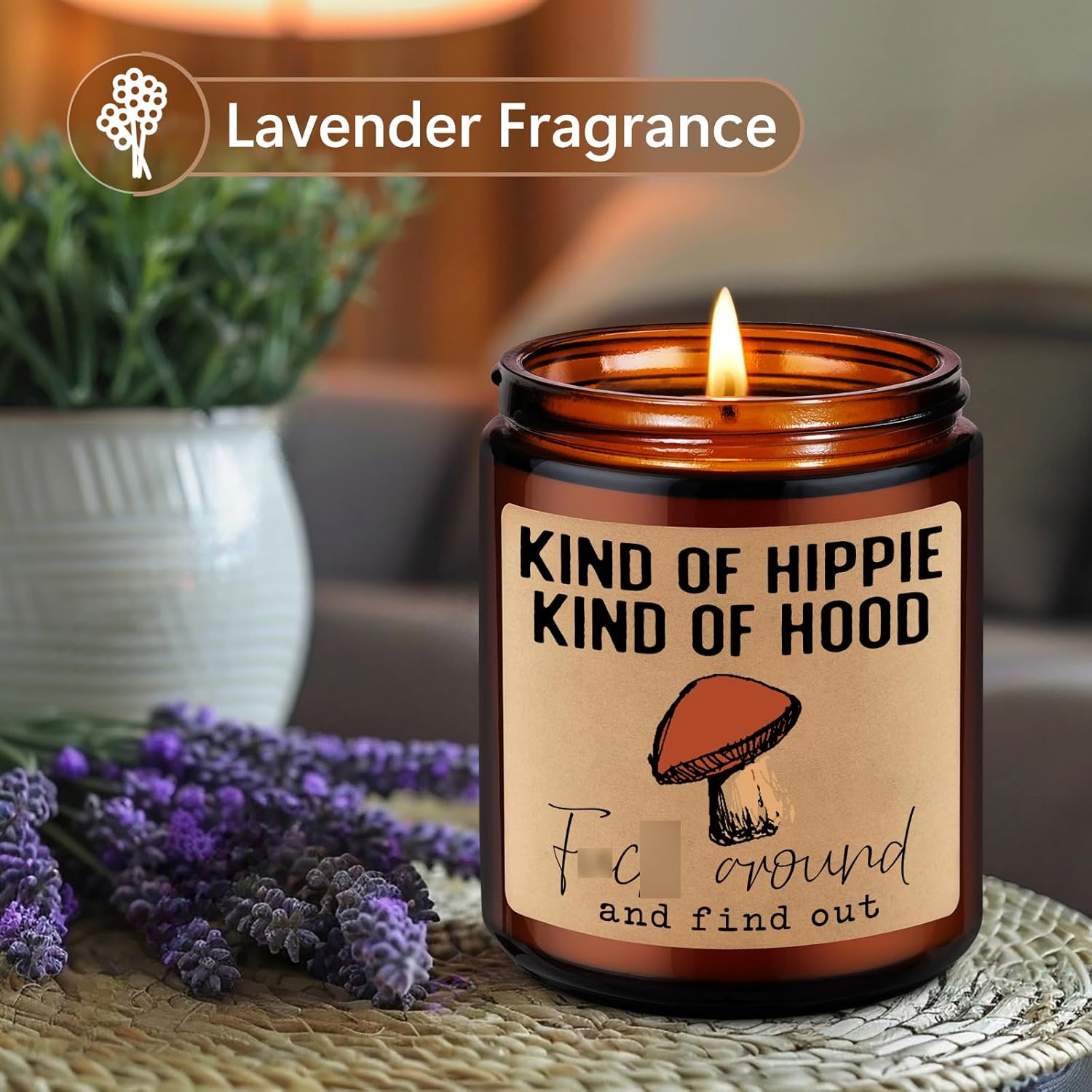 Kind Of Hippie Kind Of Hood Scented Candles, Hippie Room Decor - Boho Gifts For Women, Men - Funny Valentines Day, Birthday, Hippy Gifts For Mom, Women, Friend, Bestie, Bff, Her, Boho Stuff