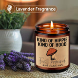 Kind Of Hippie Kind Of Hood Scented Candles, Hippie Room Decor - Boho Gifts For Women, Men - Funny Valentines Day, Birthday, Hippy Gifts For Mom, Women, Friend, Bestie, Bff, Her, Boho Stuff