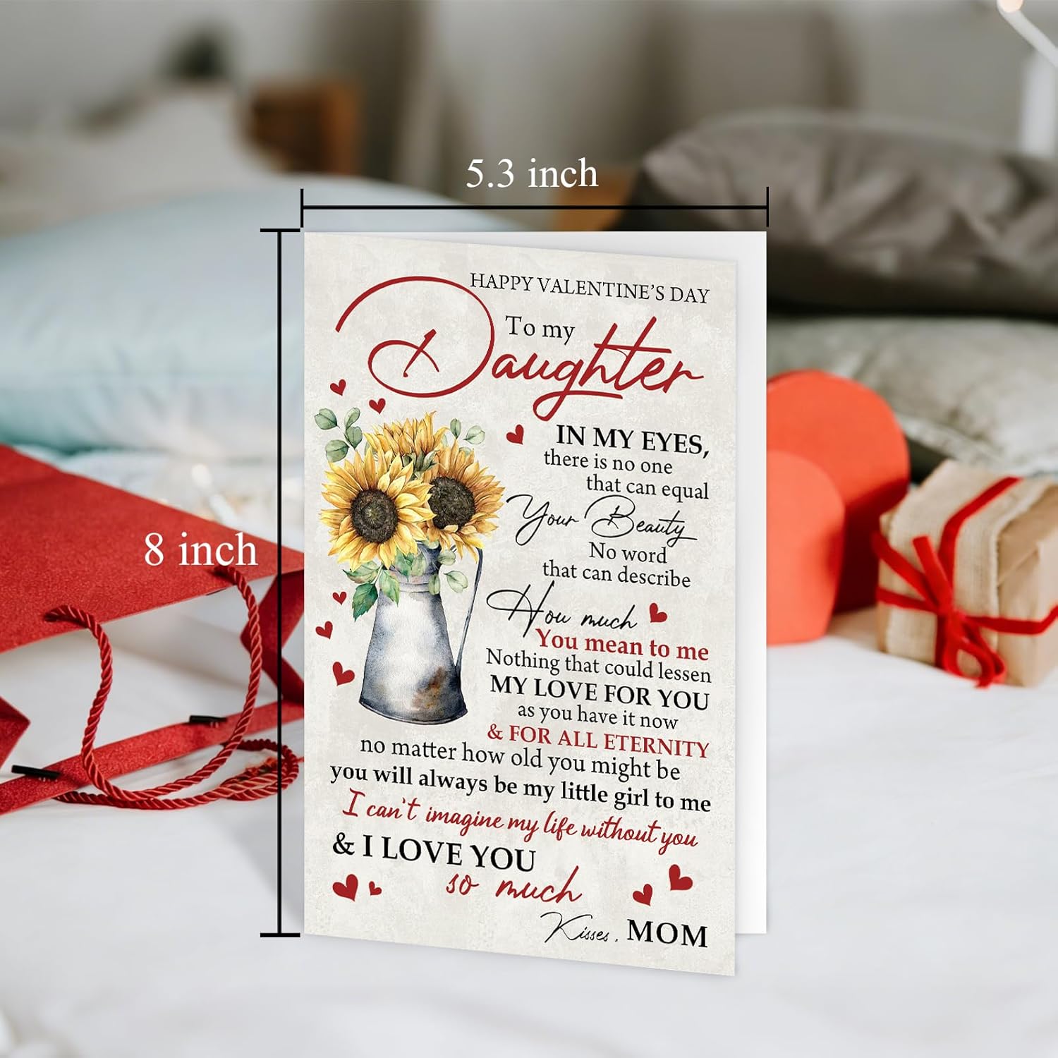 Happy Valentines Day Card For Daughter, Sweet Daughter Valentines Day Card From Mom, Funny Valentine’S Day Gifts For Her, I Love You So Much Cards