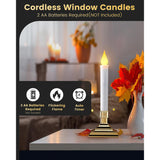 4 Pack Battery Operated Window Candles With Timer, Window Candle Lights With Removable Candle Holders, Led Christmas Candles For Christmas Windows, Mantel, Dining Table, Gloss Gold