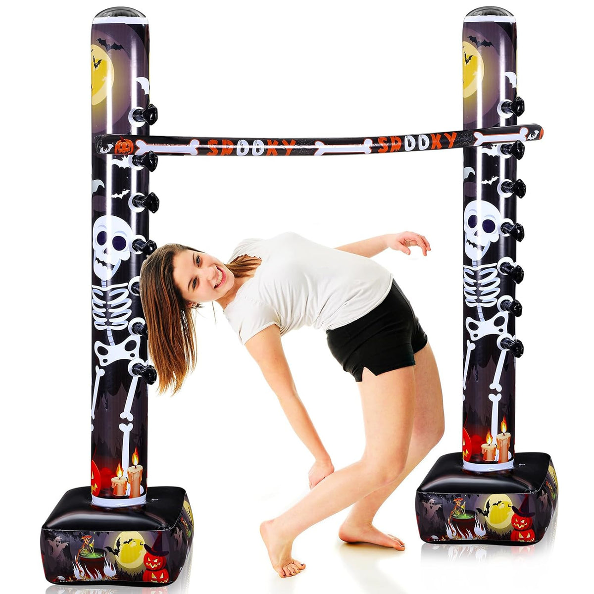 Skeleen Halloween Inflatable Limbo Game - Carnival Limbo Stick - Inflatable Game For Indoor/Outdoor Lawn & Yard Party Games
