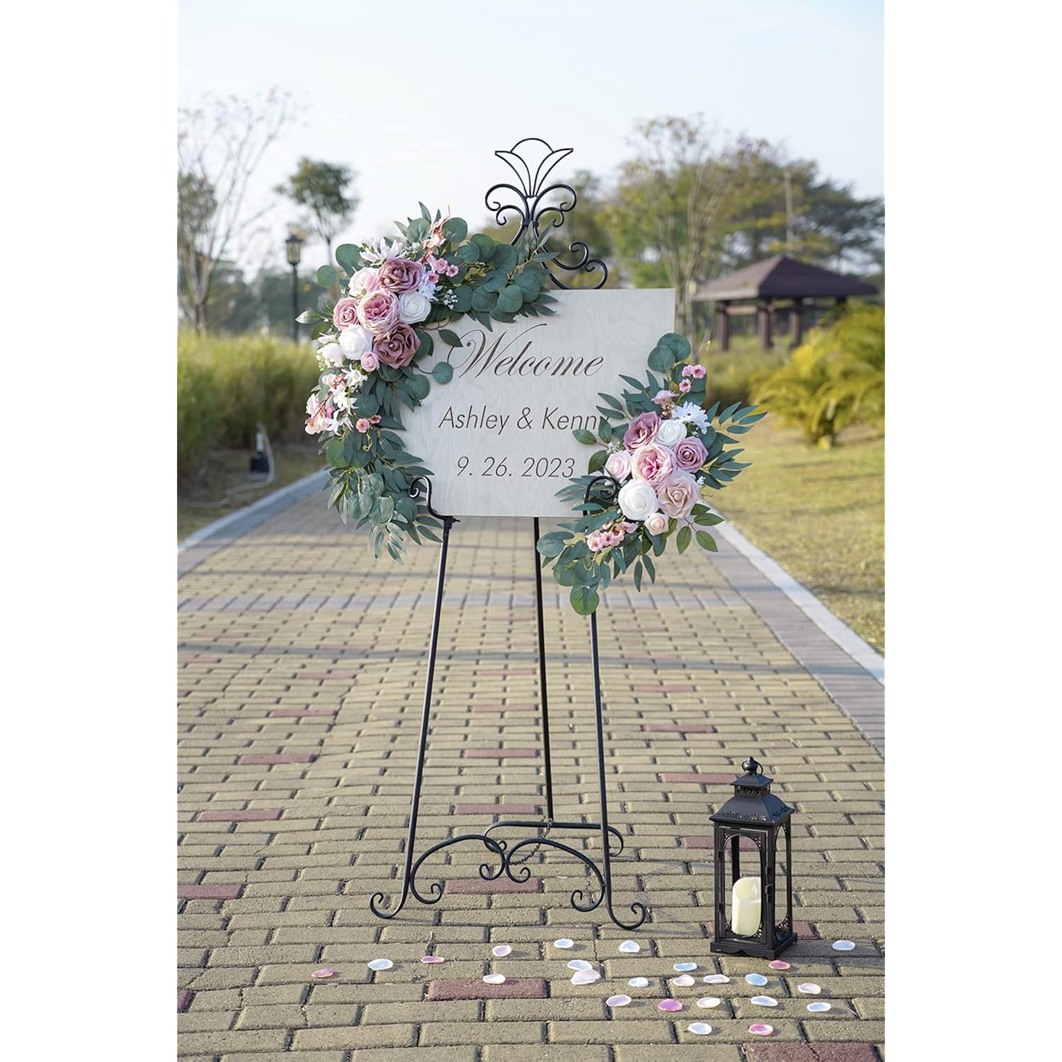 Small Wedding Arch Flowers (Pack Of 2), Artificial Dusty Rose Flowers For Wedding Welcome Signs Decorations And Arch Flower For Wedding Ceremony Reception (Dusty Rose & Blush)