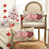 Valentine Heart Outdoor Pillow Covers 12X20 Inch Waterproof, Pink Love Plaid Spot Romantic Holiday Party Lumbar Cushion Cases Valentines Day Decoration For The Home (Pink, 12" X 20")