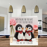 Penguin Valentine'S Day Card - Knitted Penguins- Cute Romantic Card For Girlfriend Boyfriend Wife Husband Partner Friend Him Her, 5.7 X 5.7 Inch Anniversary Greeting Cards