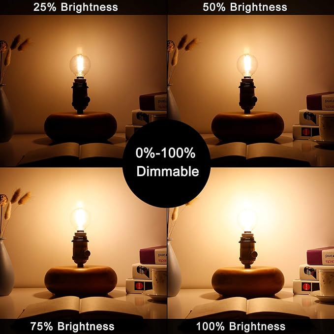 6 Pack E12 G16.5 LED Globe Bulbs 6W 60W Equivalent Dimmable 2700K Warm White 600 Lumens