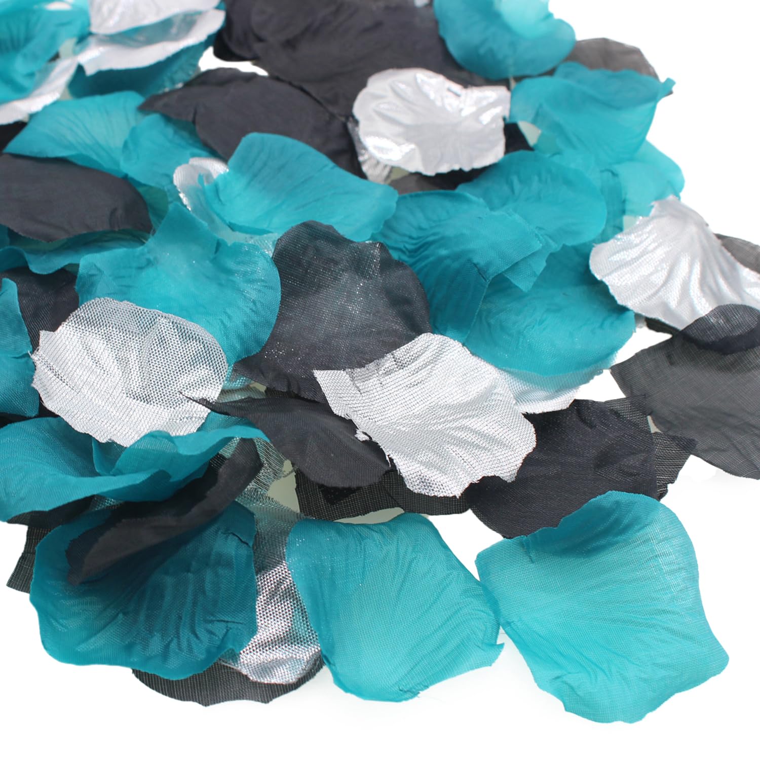 900 Pcs Teal Turquoise Aqua Black Silver Flower Petals Artificial Rose Flowers For Table Centerpieces Scatters Wedding Aisle Flower Girl Petals Party Home Decor