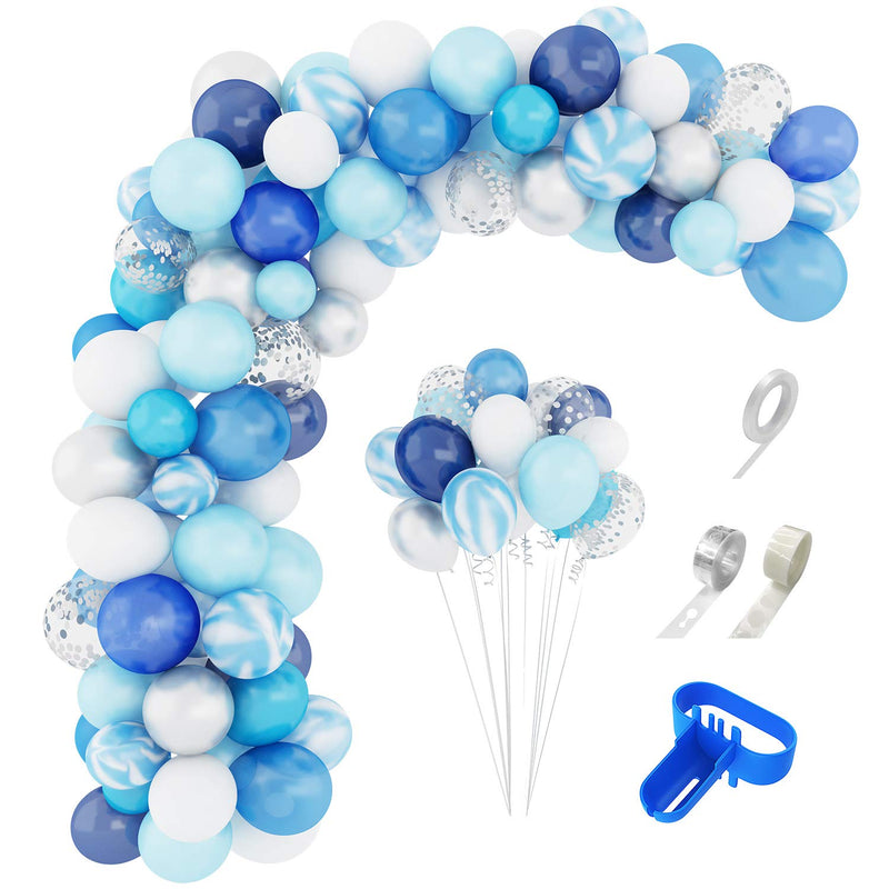 Blue Balloons Arch Garland Kit, 134Pcs Navy Royal Light Blue Balloons