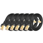 Cat 7 Ethernet Cable 10Ft 6 Pack Shielded,Flat Ethernet Patch Cables - High Sp