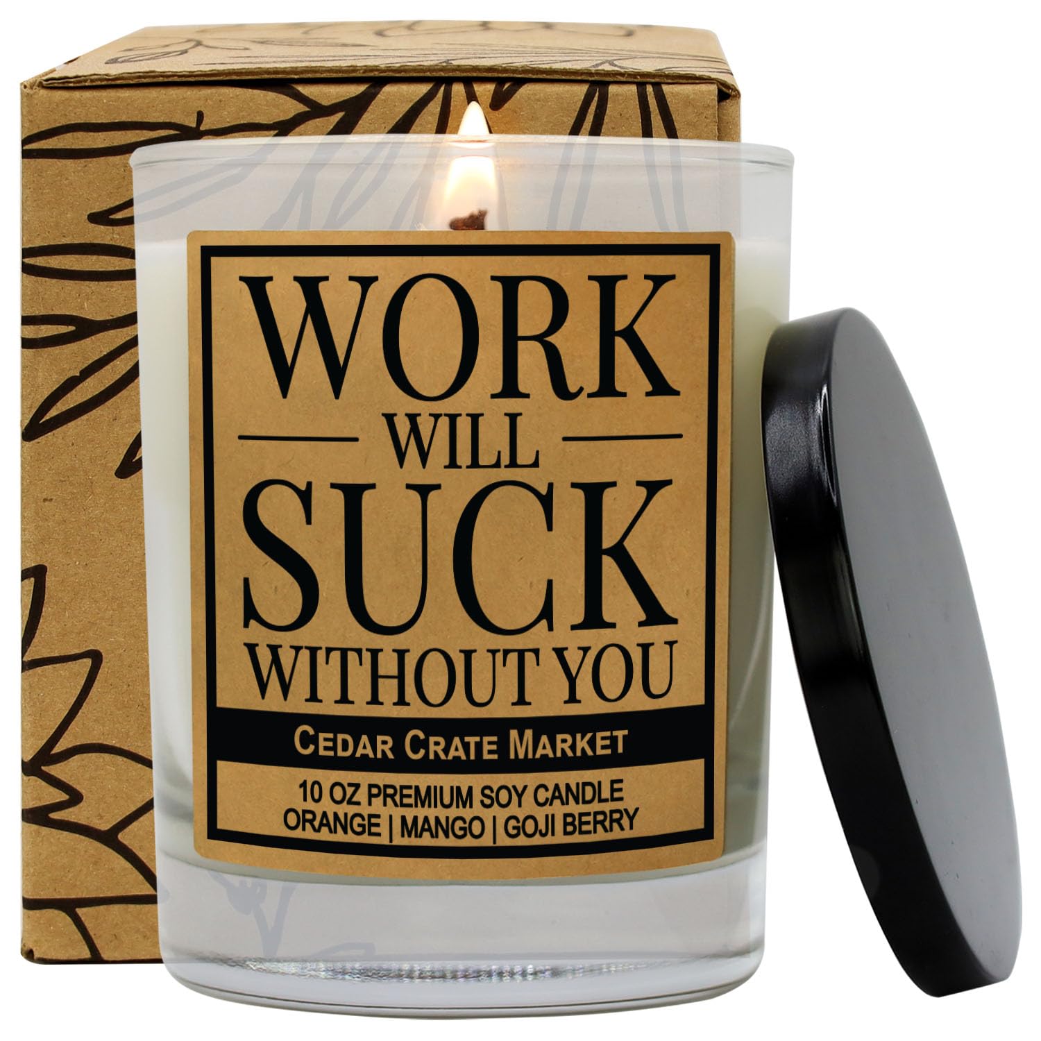 Work Will Suck Without You - Going Away Gifts For Coworkers, Boss, Best Friend, New Job Gifts, Coworker Leaving, Funny Candle For Women, Men, Work Bestie, Home Office, Friendship Candle
