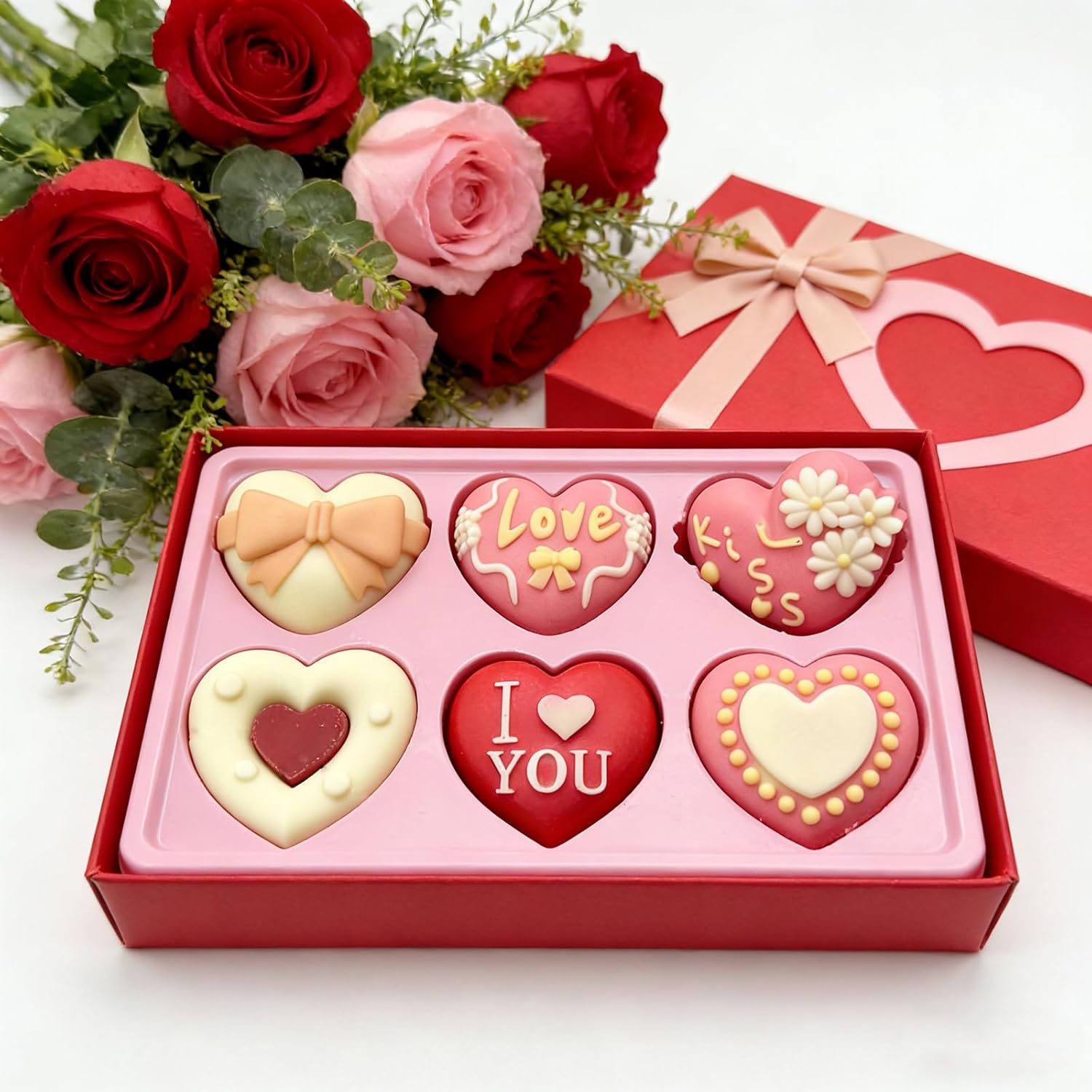 2 Pack Silicone Heart Mold, 6 Unique Valentine'S Day Heart Chocolate Molds,Heart Shapes Silicone Baking Mold For Cake Chocolate Mousse, Food Grade Non-Stick Flexible Mold Oven Safe
