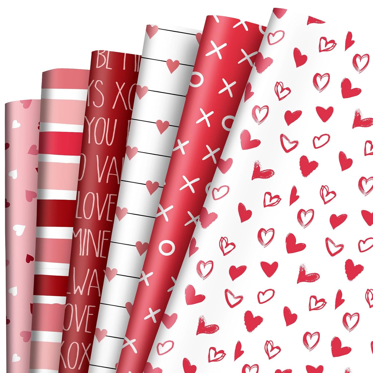 12 Sheet Valentine'S Day Wrapping Paper Heart Stripe Gift Wrap Paper Bulk Folded Flat Pink Red Craft Paper For Diy Crafts Wedding Anniversary Party Gift Packing Supplies, 19.7 X 27.6 Inch