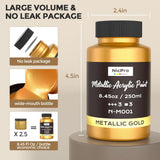Metallic Gold Acrylic Paint, 8.45Oz/250Ml Large Gold Leaf Paint, Non Toxic, Non Fading Craft Paints For Metal, Wood, Clay, Fabric, Canvas, Furniture, Handcrafts, Art Supplies