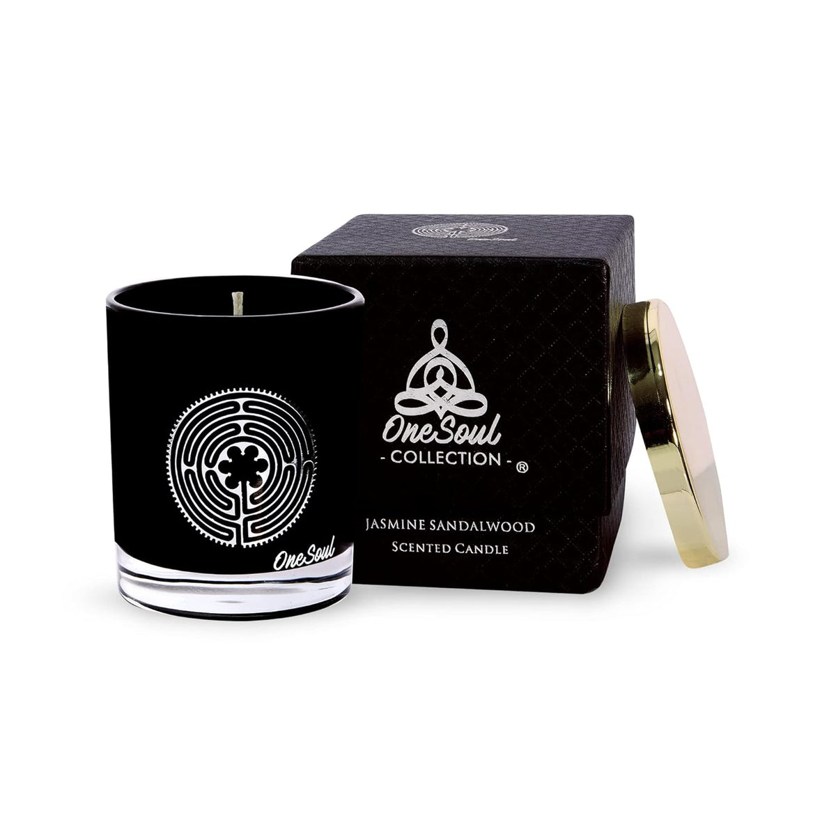 Jasmine Sandalwood Aromatherapy Candle, Earthy Scented Jar Candle, 7.6 Oz, 50 Hour Burn Time