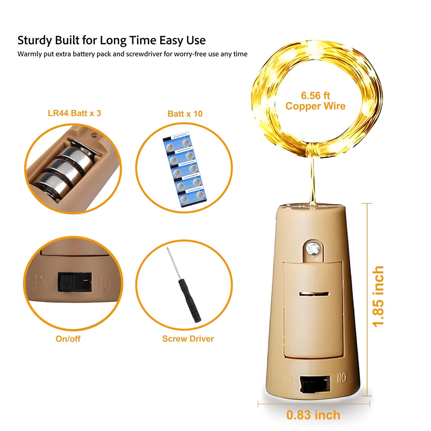 Wine Bottle Lights With Cork, 20-Led 6.56Ft 6-Pack Diy String Light With Battery Up To 120Hrs Work For Party Wedding Chr