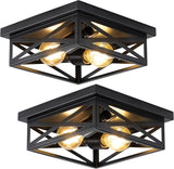 2 Pack Vintage Farmhouse Ceiling Lights 2 Light Flush Mount Industrial Fixtures