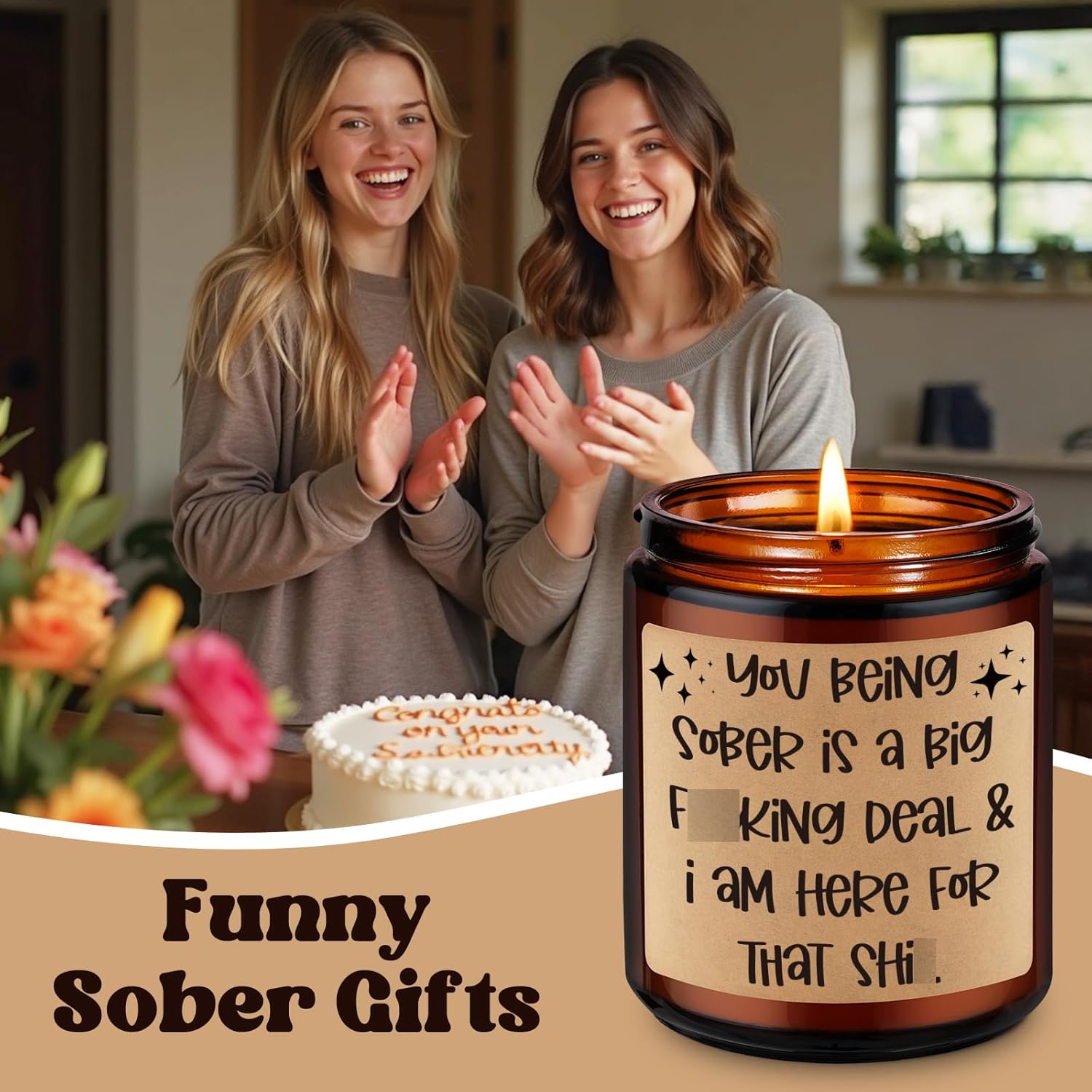 Candle, Sobriety Gifts For Women Men, 1 Year Sober Gifts For Men Women, Funny Sobriety Presents Ideas, 2 3 4 5 10 Years Sober Anniversary Celebration, Recovery Aa Presents For Him Her