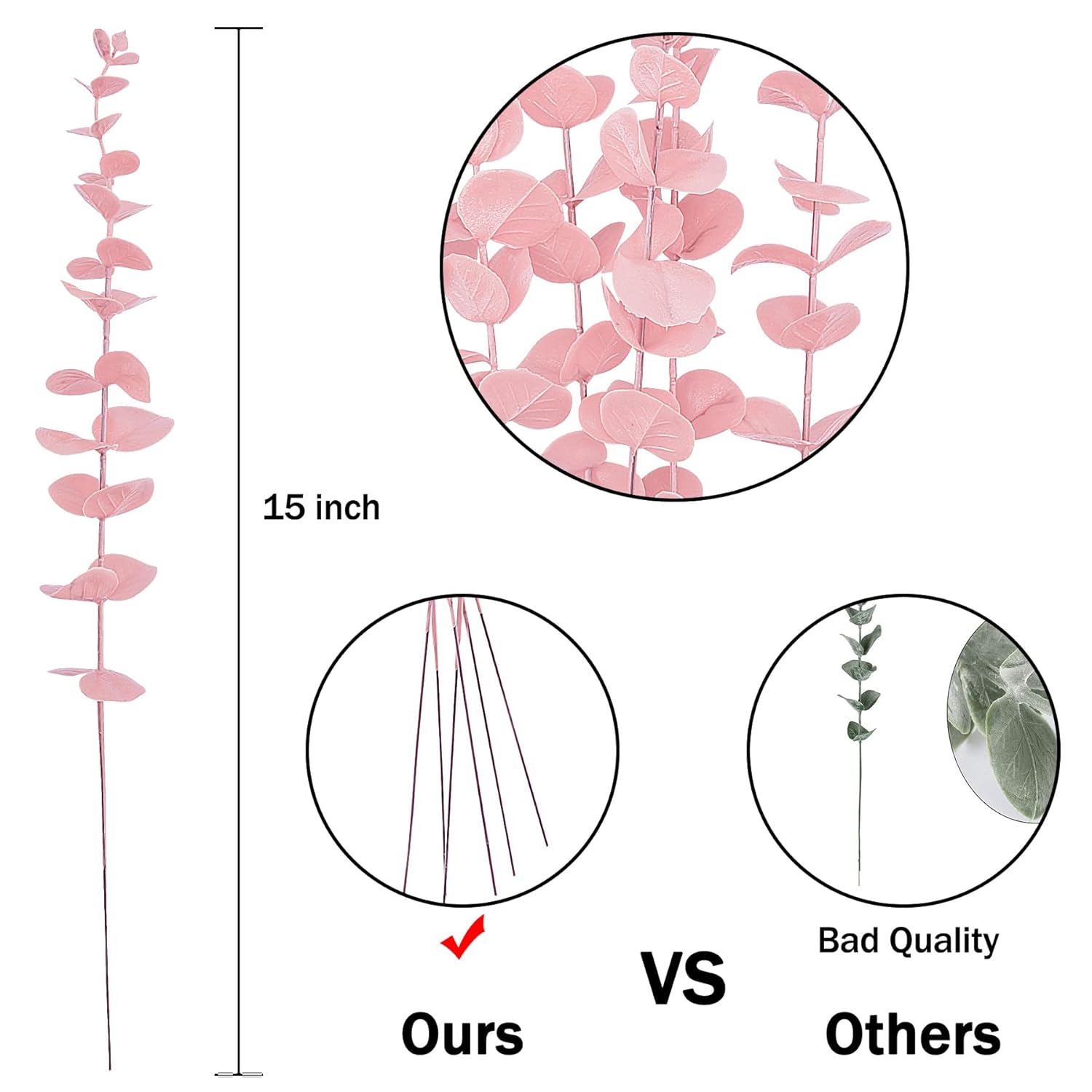36 Pcs Pink Eucalyptus Stems Artificial Leaves Faux Eucalyptus Stems Branches 15 Inch For Wedding Bouquet Home Deco