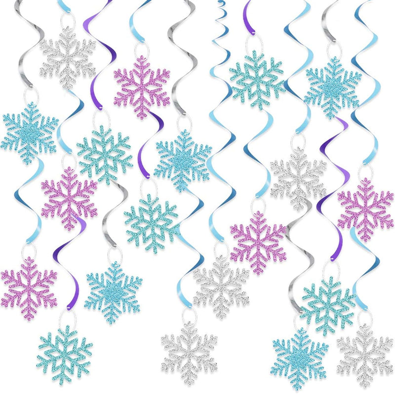 20Pcs Winter Snowflake Hanging Swirls Decorations, Winter Hanging Ceil