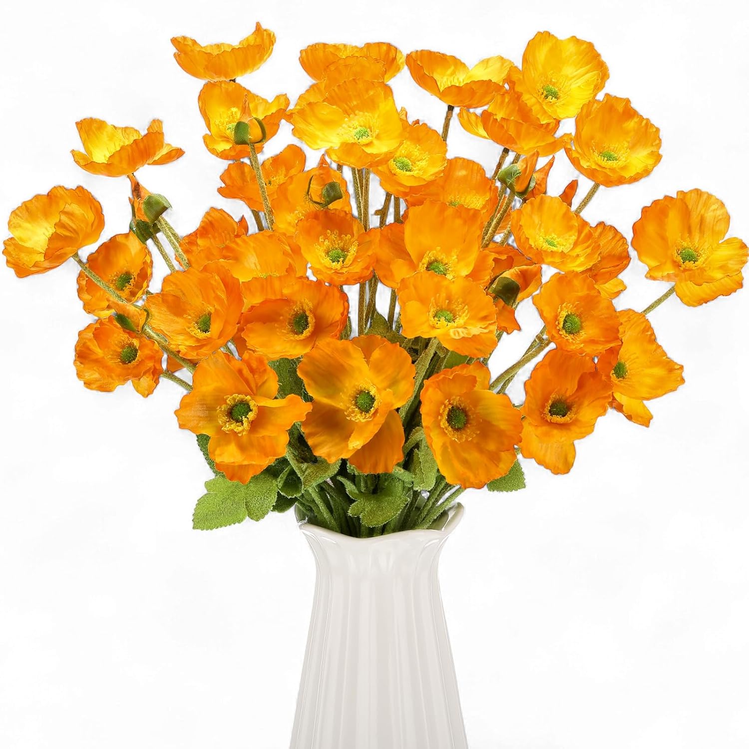 12 Pcs Artificial Poppy Flowers Silk Flower Poppy Fall Fake Poppies Flowers With 23.6 Inches Long Stem Real Touch Faux Poppies For Vase Home Kitchen Table Wedding Fall Centerpieces Decor