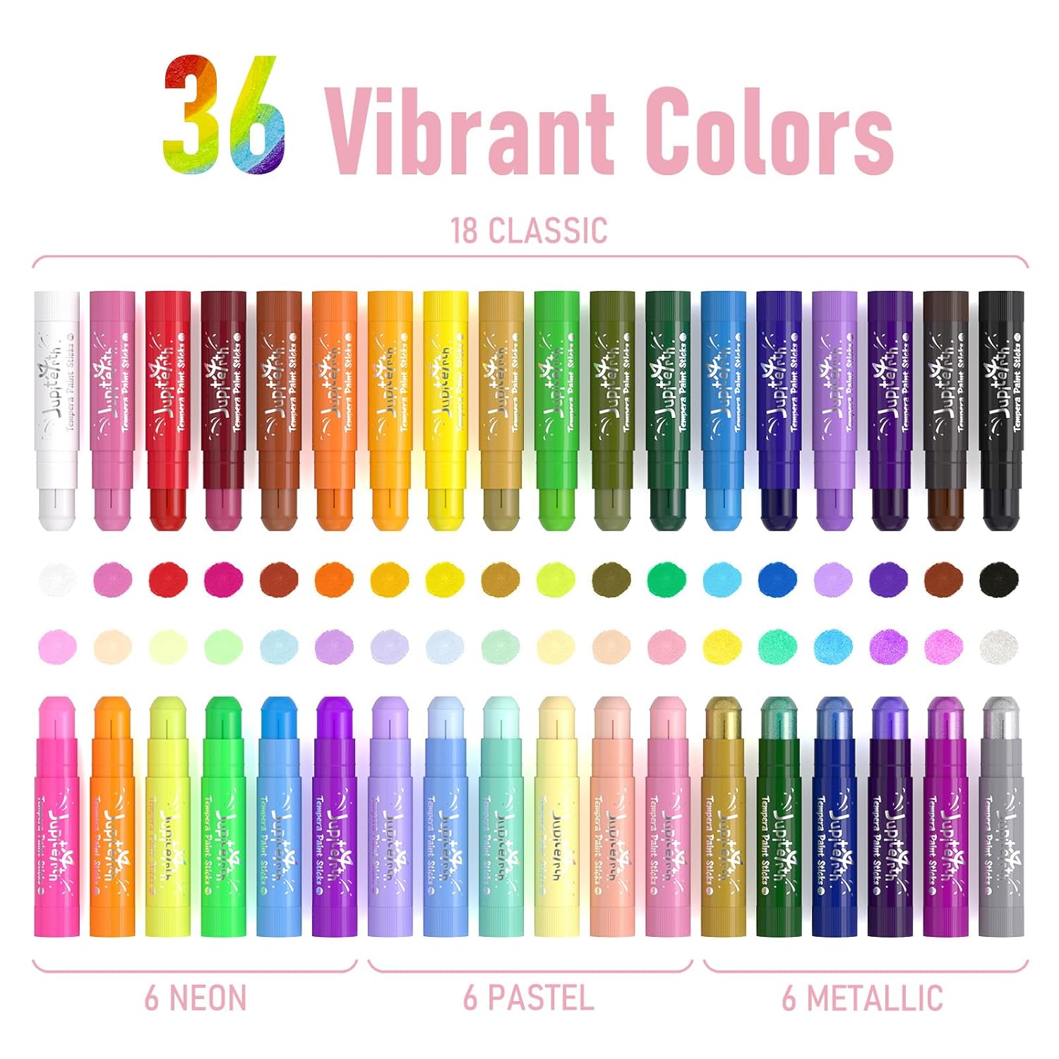 Paint Sticks For Kids 36 Colors, Quick Drying, Smooth, Non-Toxic And Washable Solid Tempera Paint Sticks With 120 Pdf Coloring Pages And 30 Stickers, Toddler Art Supplies For Drawing