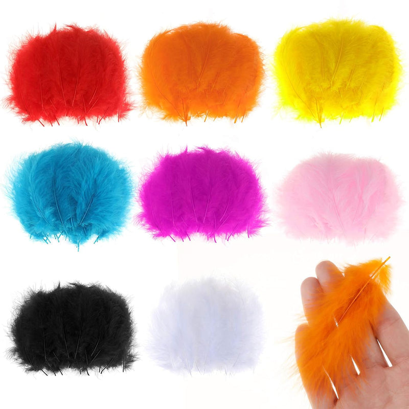 400 Pieces Crafts Art Coloured Feathers, 8 Colors Mini Ostrich Feathers (9-15C