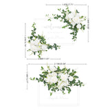 2Pcs White Green Mint Leaves Deluxe Welcome Sign Artificial Flowers Wedding Backdrop Garland Hanging Floral Arrangements For Ceremony Reception Entryway Board Sweetheart Table