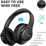 Bluetooth Over-Ear Headphones, 65H Playtime, Foldable, Deep Bass, Mic, HiFi Sound