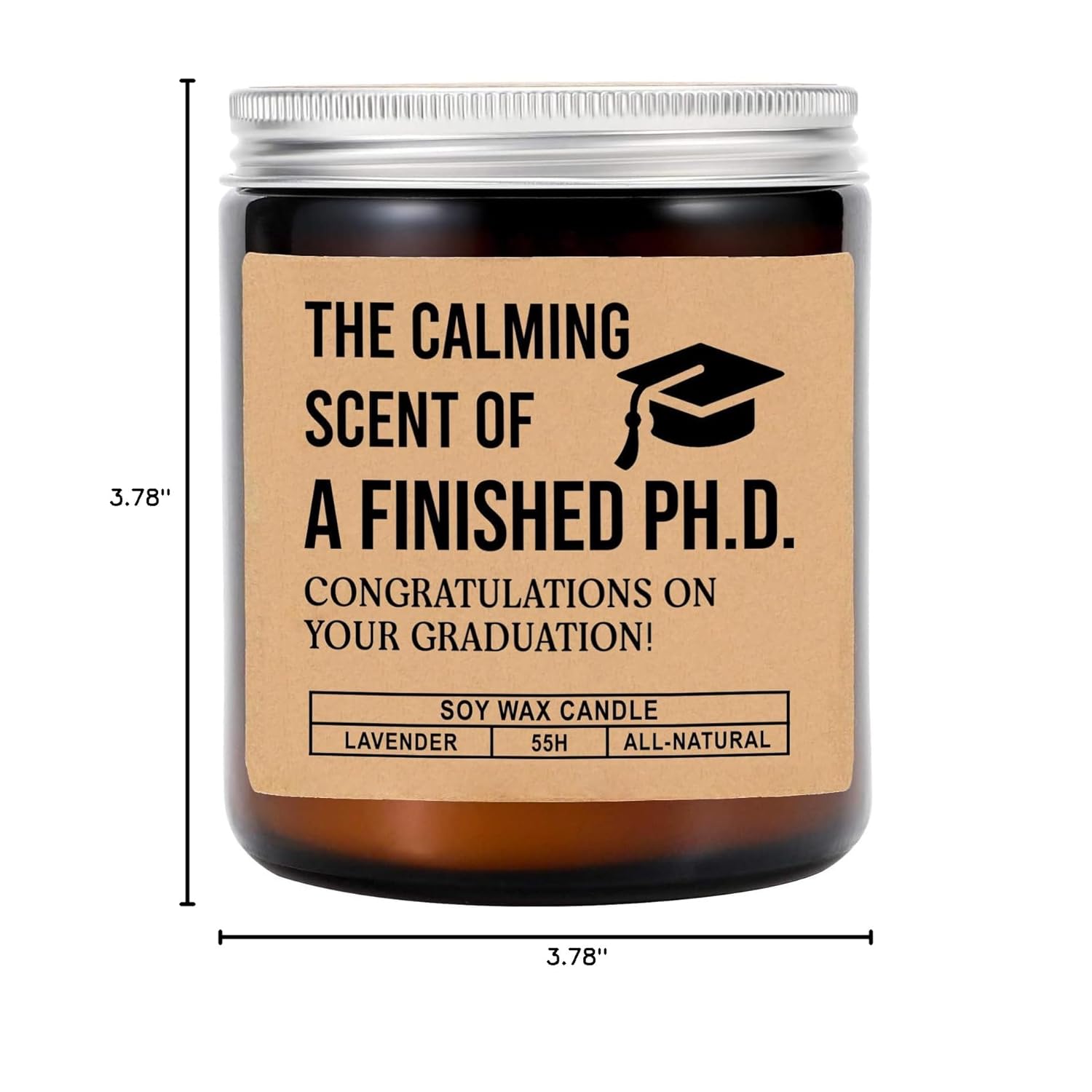 The Calming Scent Of A Finished Ph.D. - Lavender Scented Modern Graduation Candle - 8Oz Soy Wax Candle