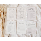 Bridal Shower Games For 50 Guests, 5 Fun Games + Advice And Wishes Cards, Double Sided Cards, Minimalist