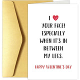 Funny Valentines Day Card For Him Her, Naughty Valentine'S Day Card For Husband Wife Fiance Bf Gf, Vday Card, I Love Your Face In Between My Legs