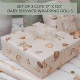Beautiful Gift Wrapping Paper Rolls For Baby Shower - Cute Set Of 3 Quality Rolls For Birthdays & Baby Showers - Add A Touch Of Magic To Every Gift You Wrap - 17 X 120 In