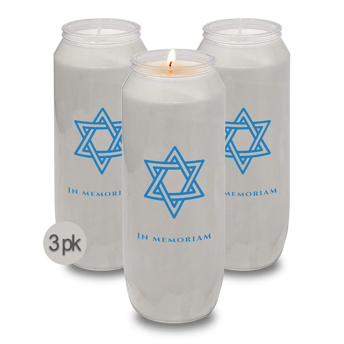 Ner Mitzvah Yahrzeit Memorial Candles, 9 Day Burn Time (Pack of 3)