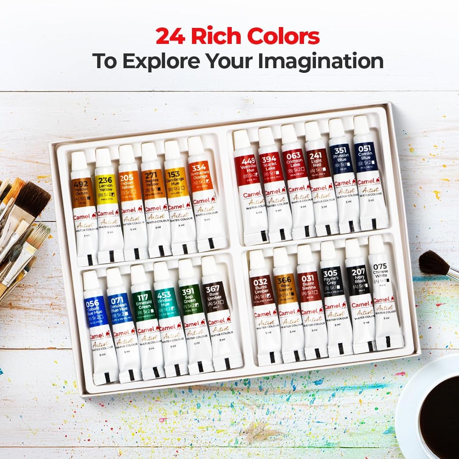 Camlin Kokuyo Artist Watercolor Tube 5ml - 24 Shades (Multicolor)