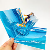 Surfer Pop Up Birthday Card (Girl) - Surfing, Ocean, Happy Birthday, Just Because, Special Days, Retirement, Graduation, Friendship,Anniversary Card, Unique Gifts For Girlfriend, Wife, Lady, Women |