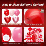 Red And Pink Valentines Balloons Arch Kit Garland, Pink And Red Balloons Different Size For Girls Anniversary Birthday Wedding Valentines Day Decorations