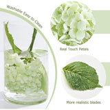 4 Pcs Hydrangea Artificial Flowers, 2 Green & 2 White Real Touch Flowers, 21" Faux Hydrangea Flowers, Fake Hydrangea Flowers For Outdoor Wedding Office Home Decor Table Centerpieces