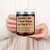 1 Year Sober Candle, Sobriety Gifts For Women, Men - One Year Sober Gifts Ideas - Celebrate Sobriety Anniversary, Valentines, Birthday, Funny Congrats Recovery Present For Friend, Dad, Him, Her