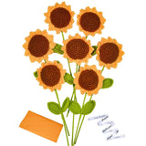 7 Pcs Crochet Sunflower, Diy Knitted Sunflower Bouquet, Sunflower Crochet For Mother'S Day, Birthday Gift, Home Wedding Party Office Table Centerpieces