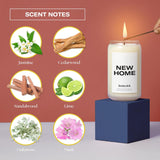 Scented Candles For Home (New Home) - 13.75 Oz Long-Lasting Soy Wax Blend Jar Candle For Housewarming, 60-80 Hours Burn Time - Notes Of Jasmine, Cedarwood, Lime, Sandalwood, Oakmoss & Musk