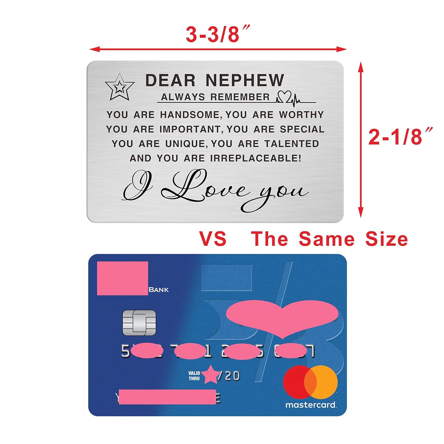 Nephew Gifts, Nephew Inspirational Engraved Wallet Card