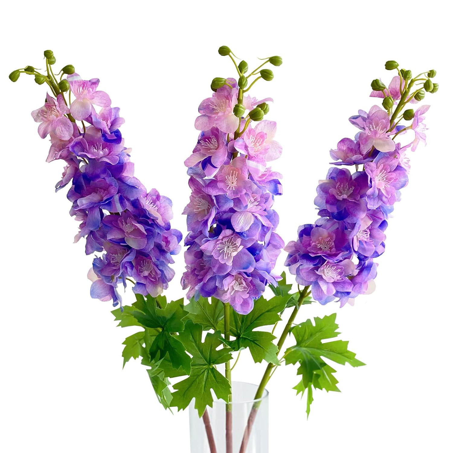 3Pcs Purple Delphinium Artificial Flower 31.5'' Long Stem Fake Larkspur Lifelike Real Touch Delphinium Latex Flower For Tall Vase Home Table Decor Wedding Flower Arrangement Decoration