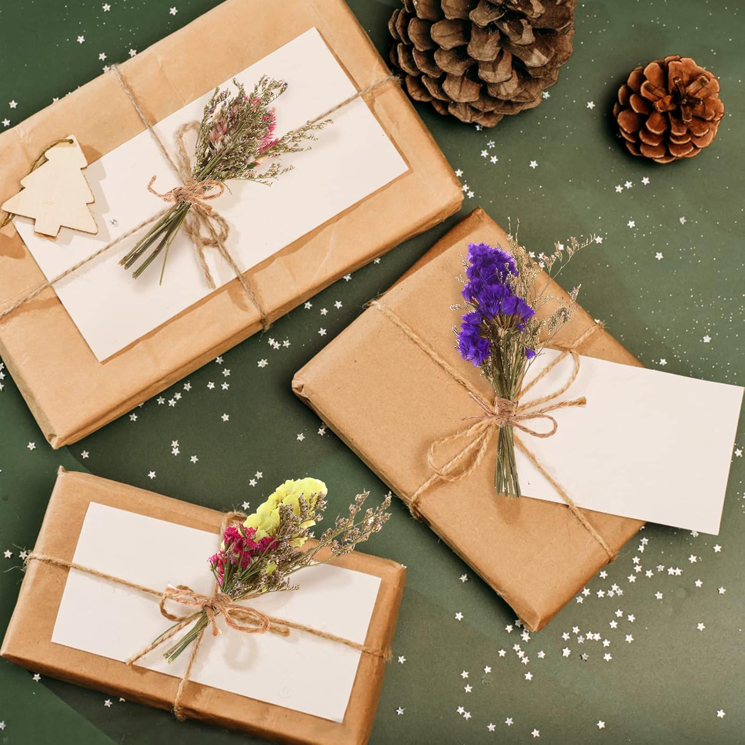 30 Pcs Mini Don'T Forget Me Flower Bouquets Purple Natural Dried Flowers Bouquet Dry Flower&Leaves Lavender Dried Embossing Flower Bundles Plant Stem Bunch For Diy Craft,Photo Props,Wedding Decoration