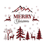 Merry Christmas Wall Decal - Red & Black Buffalo Plaid Tree, Deer Window Clings, Snow Removable Home Decor Mural, Peel And Stick For Christmas Party Supplies