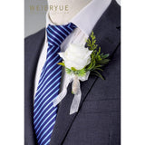 Artificial Flowers White Rose Wrist Flowers And Men'S Corsage Wedding Flowers Ceremony (4Pcs White Corsages)